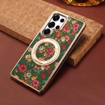 Case Samsung Flower Pattern Ring Stand MagSafe