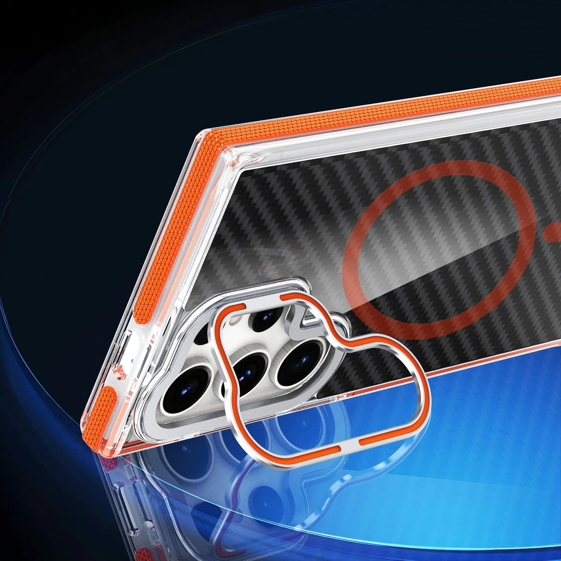 Samsung case with carbon fiber and dedicated lens protection + MagSafe