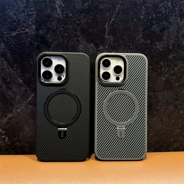 Carbon Fiber Skin Feel Kevlar Stand MagSafe iPhone Case